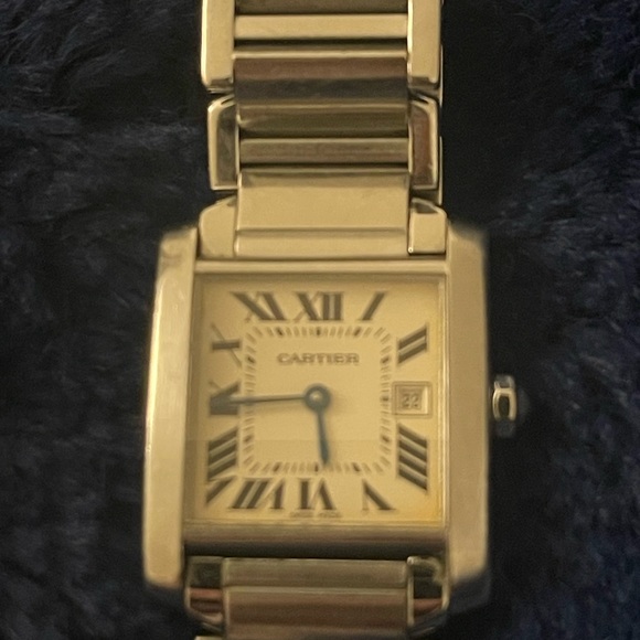 Cartier Authentic Stainless Steel Tank Francaise 
QTZ with date. - Picture 6 of 6